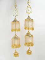 NVR Women's Pack Of 2 Gold-Polished & White Pearl Mirror Work Bridal Layered Kaleera Sets - Distacart