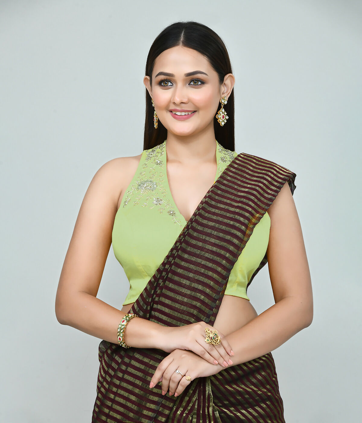 Joban Fashion Women's Pista Green Embroidered Stitched Blouse - Distacart