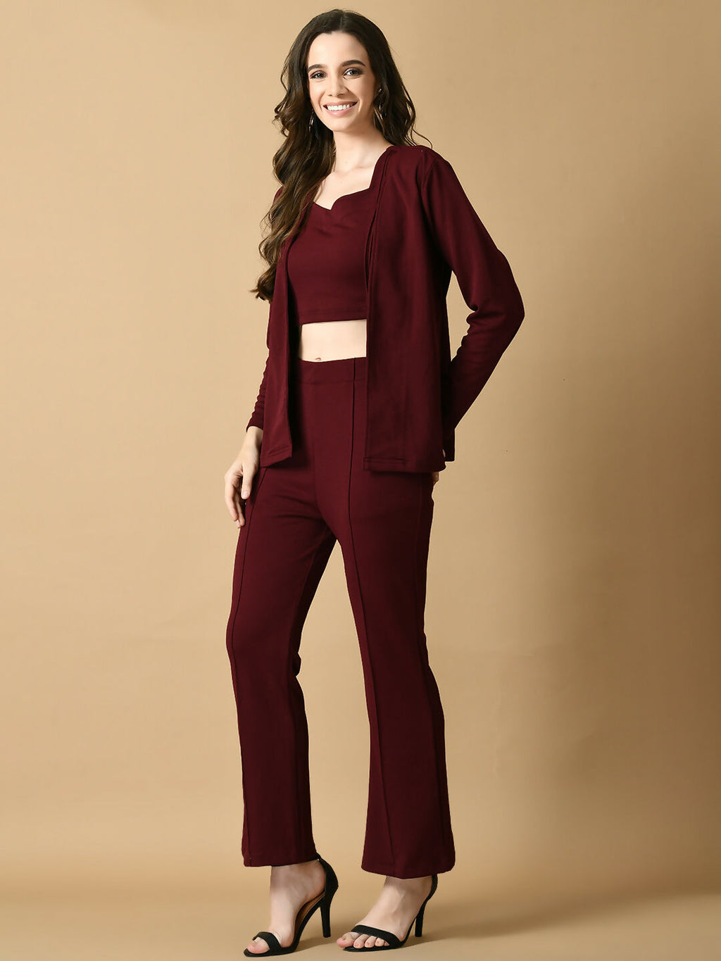 Myshka Women's Magenta Solid Jacket