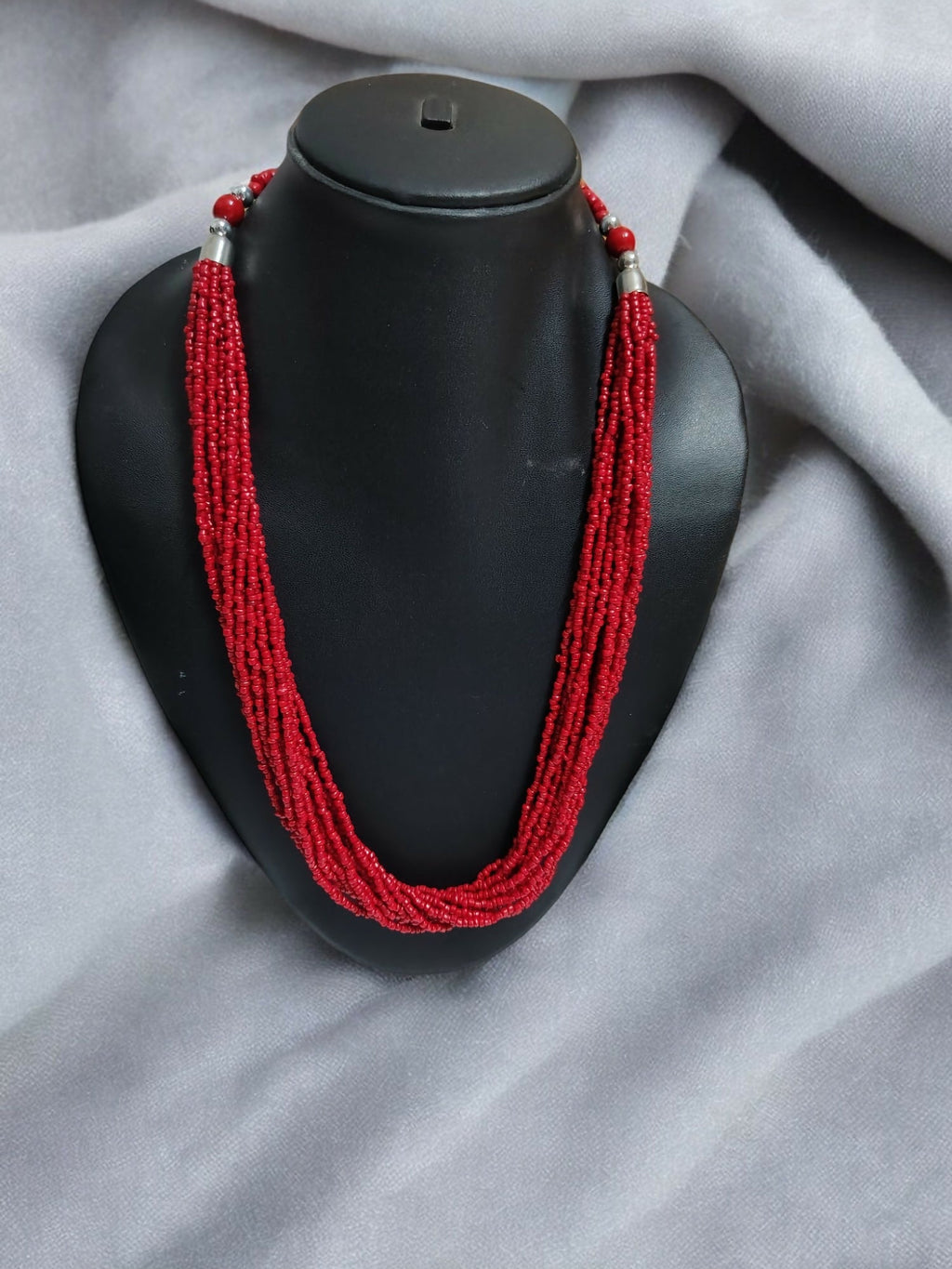 Inhanns Bloom Handmade Beaded Only Necklace - 12 Layers - Red Necklace