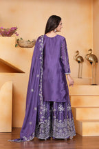 Teeya Creation Lavender Color Chinon Silk Wedding Wear Trending Palazzo Set - Distacart
