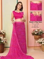Pink Georgette Designer Printed Ready To Wear Saree - Elite