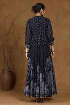 Juniper Women Black Georgette Printed Flared Lehenga Choli Sets - Distacart