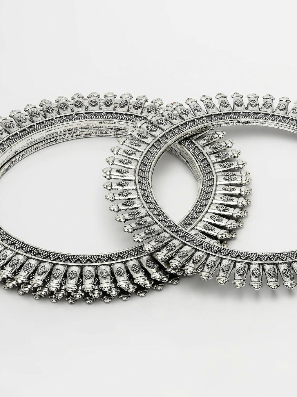 NVR Women's Set of 4 Silver-Plated German Silver Oxidised Bangles - Distacart