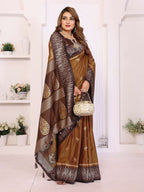 Aastha Fashion Brown South Soft Silk Zari Weaving Saree - Distacart