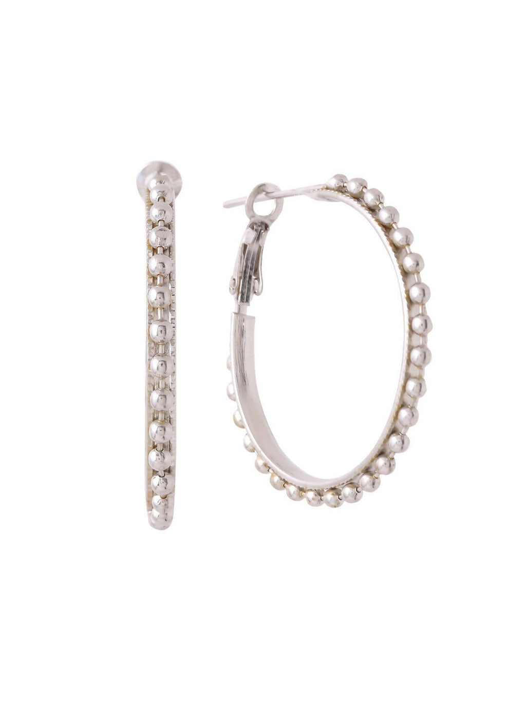 NVR Women Silver Toned Beaded Circular Earrings - Distacart