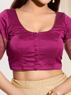 Joban Fashion South Pink Taffeta Silk Padded Blouse With Round Neck Elbow Sleeves - Distacart