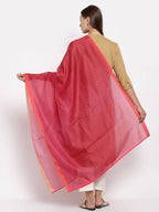 Myshka Women's Red Cotton Solid Casual Dupatta