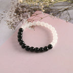 NVR Men & Women Black & White Marbel Crystal Elasticated Bracelet - Distacart