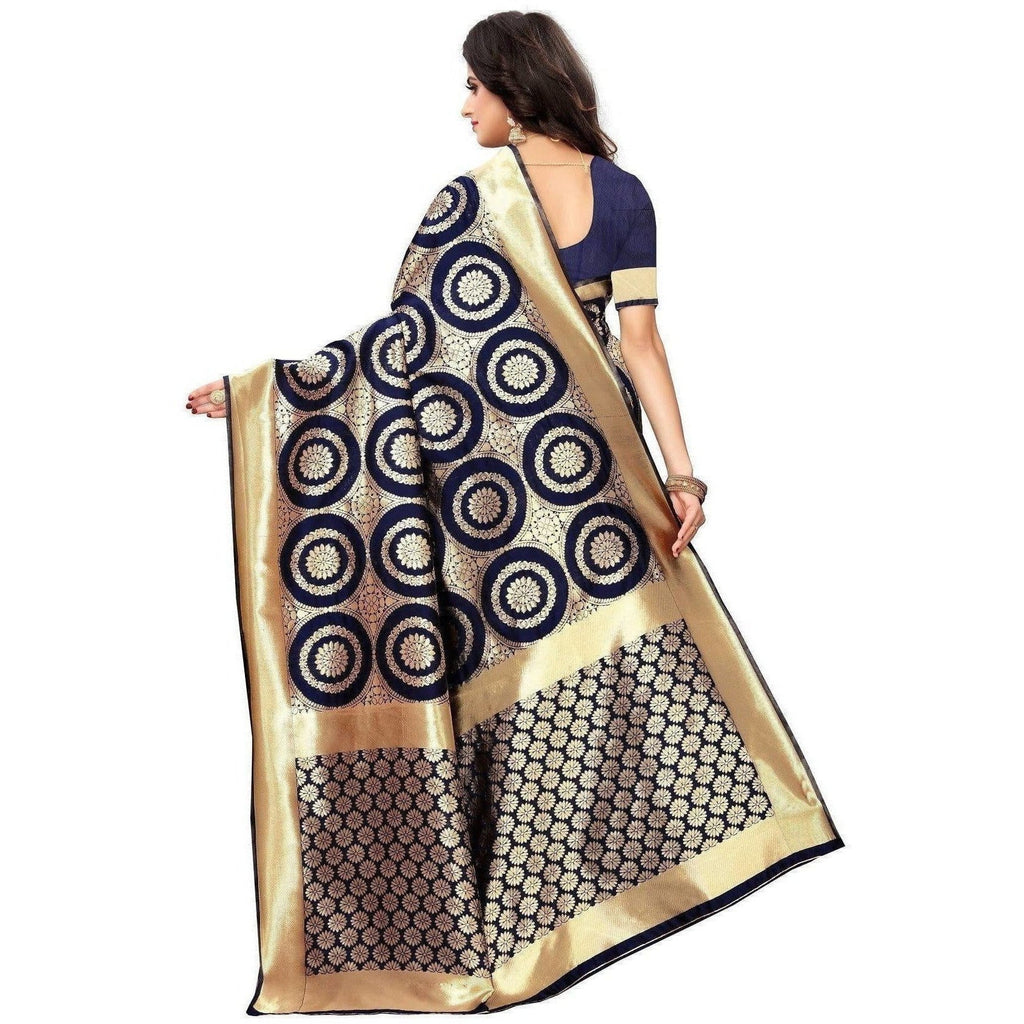 Vamika Banarasi Jaquard Blue Weaving Saree (Banarasi 27)