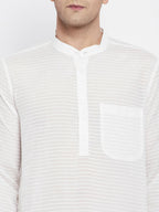 Even Apparels Pure Cotton Men's Kurta With Band Collar in White Color - Distacart