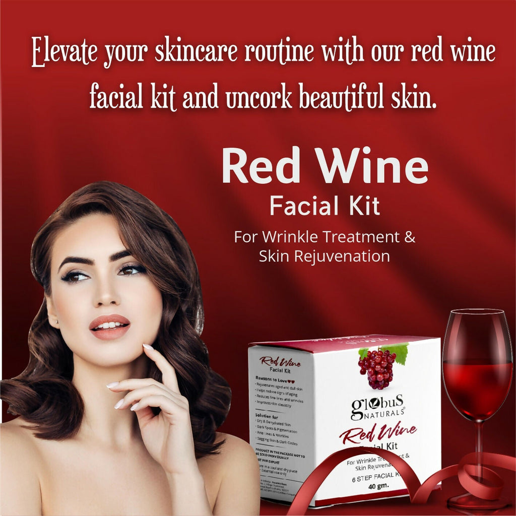 Globus Naturals Anti-Ageing Red Wine 6 Step Facial Kit - Distacart