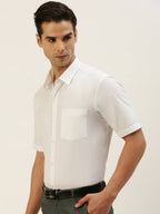 Ramraj Cotton Mens Half Sleeve Formal 100 % Cotton White Shirt