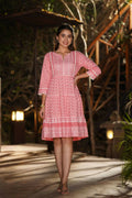 Juniper Womens Pink Rayon Gliter Printed Short Tiered Dress - Distacart