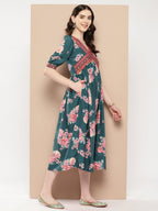 Ahalyaa Women Floral Printed Empire Ethnic Dress