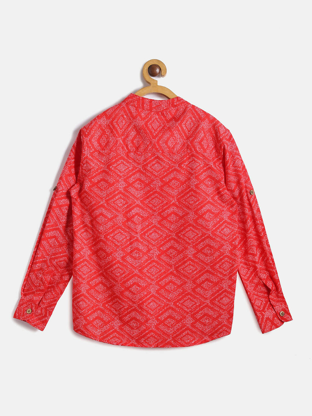 Manet Ethnic Full Sleeves Printed Shirt - Red