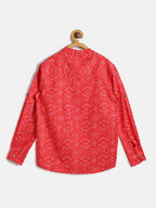 Manet Ethnic Full Sleeves Printed Shirt - Red