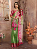 Anaita Light Green Tissue Silk With Zari Weaving Saree With Blouse