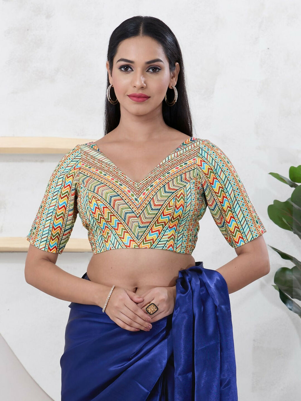 Joban Fashion Pista-Green Shift Elbow Sleeveless Back Open Blouse