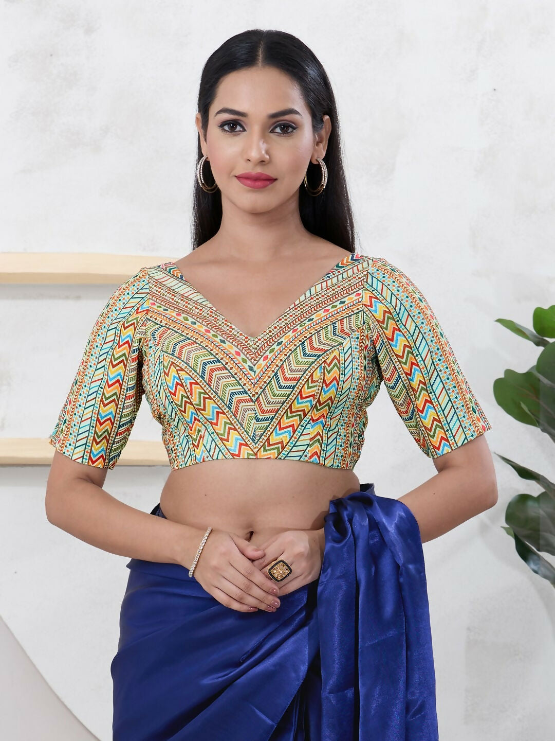 Joban Fashion Pista-Green Shift Elbow Sleeveless Back Open Blouse