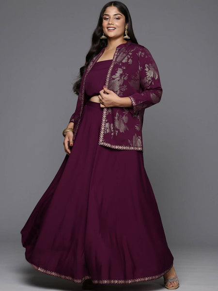 Ahalyaa Women's Traditional Wear Co-ords - Burgundy