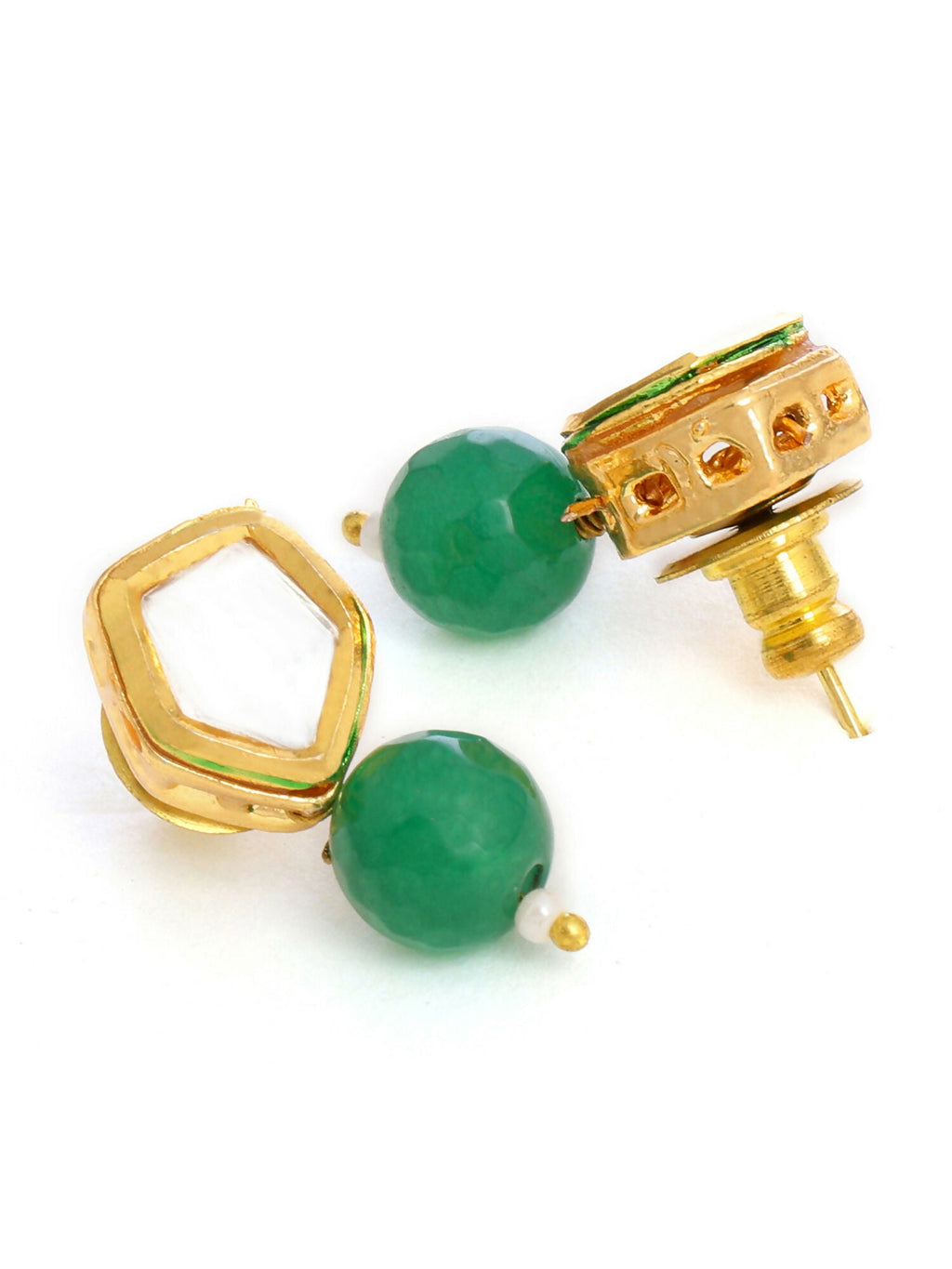 Ruby Raang Green Kundan Studs - Distacart