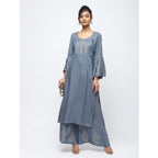 Cheera Flair Kurta With Bell Sleeve Design And Straight Polkadoit Print Plazo