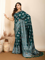 Green Soft Silk Woven Meenakari Designer Saree - Vedanti