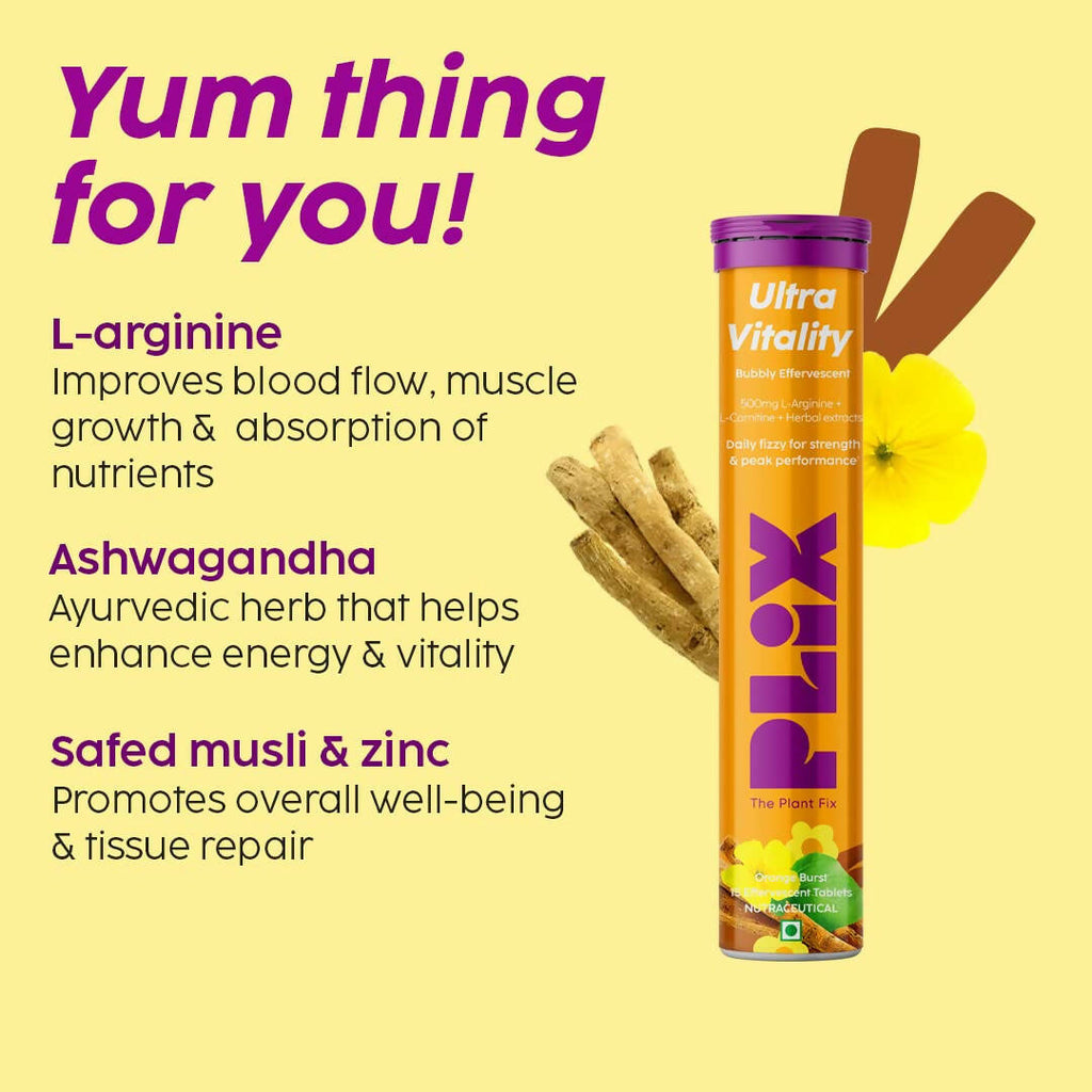 PLIX The Plant Fix Ultra Vitality Effervescent Tablets - Orange Burst - Distacart