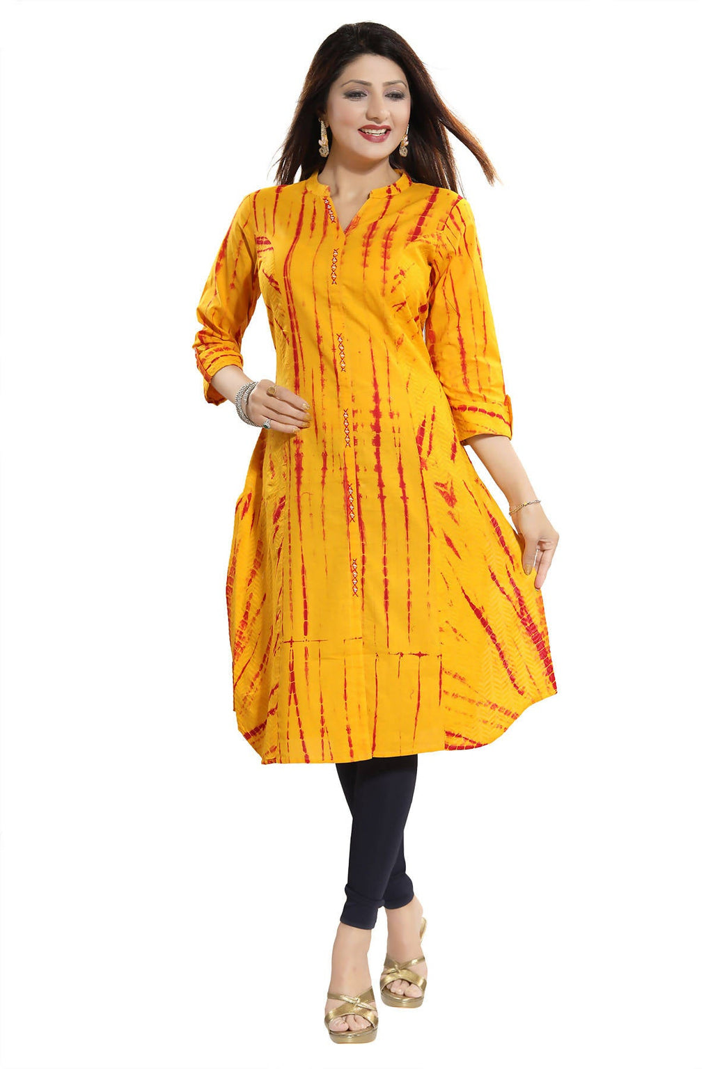 Snehal Creations Yellow Cotton Chikan Embroidery Tunic - Distacart