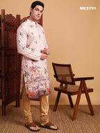 Peach Cotton Printed Chikankari Embroidery Work Kurta - Mahotsav