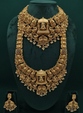 Jewel City Grand South Indian Temple Bridal Necklace Set for Women – Antique Gold-Plated Lakshmi Haram with Choker & Jhumka - Distacart