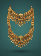 Jewel City Grand South Indian Temple Bridal Necklace Set for Women – Antique Gold-Plated Lakshmi Haram with Choker & Jhumka - Distacart