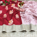Vamika Red Printed Art Silk Saree