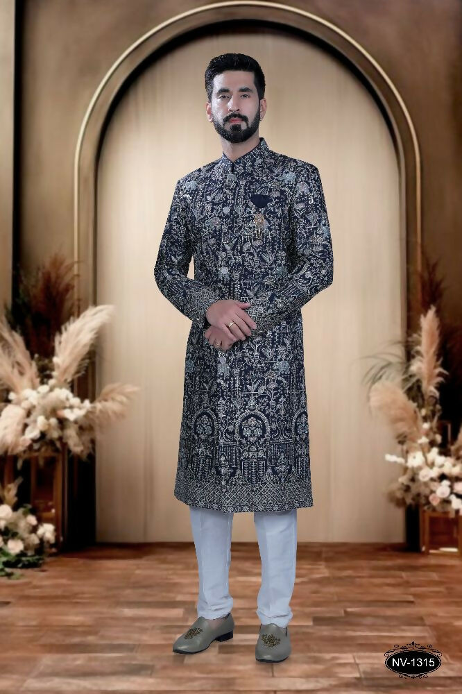 Joban Fashion Men's Blue Base ( Pink & Blue ) TR Kurta with Pyjama