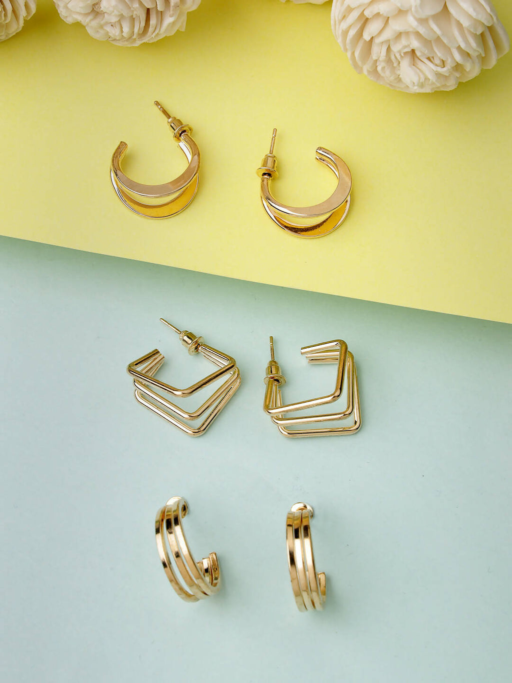 NVR Women Gold-Toned Circular Hoop Earrings - Distacart