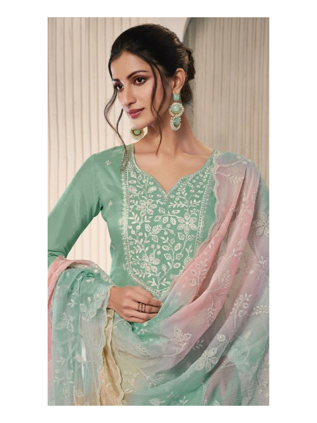 Anaita Green Moonga Silk Stitched Suit with Embroidery Sequence Work - Distacart