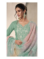 Anaita Green Moonga Silk Stitched Suit with Embroidery Sequence Work - Distacart