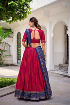 Evanik Pink Tassa Silk With Bandhej Print Lehenga Choli - Distacart