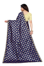 Vamika Navy Rangoli Silk Foil Print Saree (Danish Navy)