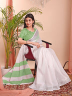 Shree Shyam Fashion The White Loom White Linen Cotton Saree