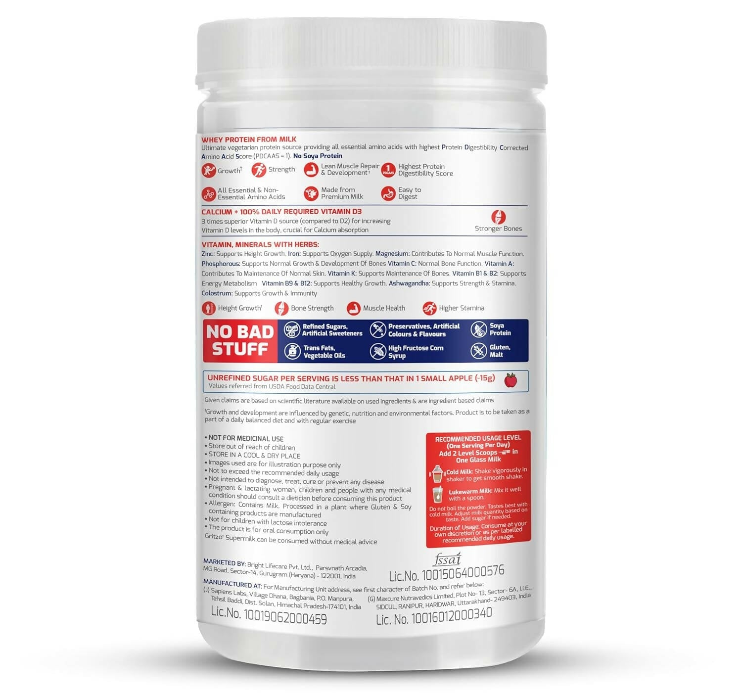 Gritzo Supermilk Height+ Health Drink For 13+Y Boys - Double Chocolate - Distacart