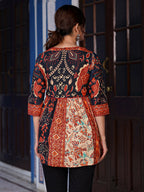 Juniper Women's Multi Colored Ethnic Motif Printed Cotton Peplum Tunic