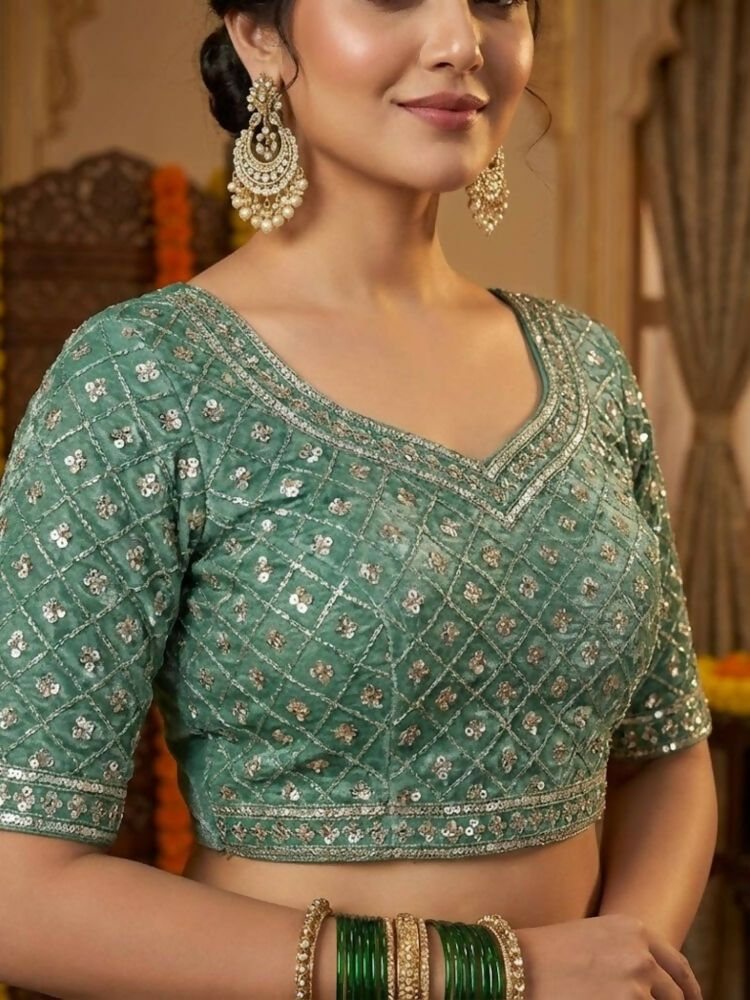 Joban Fashion Green Fandy Satin Silk Party Wear Sarees - Distacart