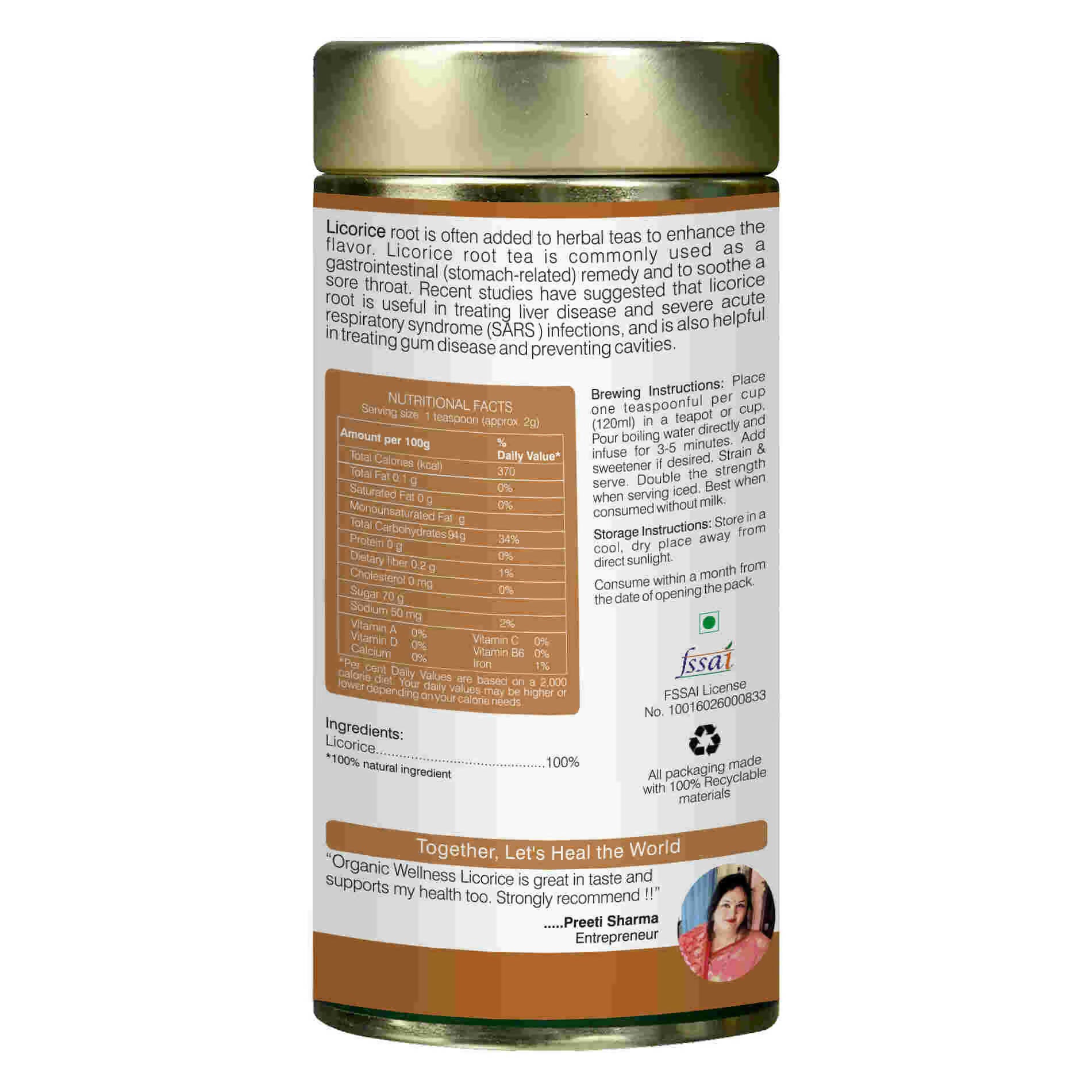 Organic Wellness Licorice Tea Tin Pack - Distacart
