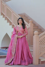 Joban Fashion Pink Crush Sequence Embroidery Work Kurta Set - Distacart