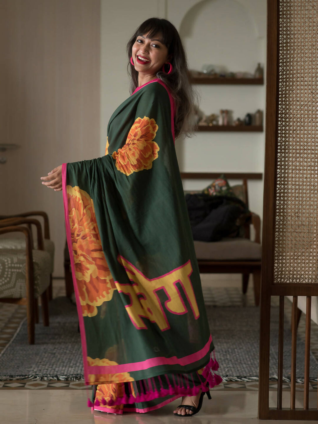 Suta Multi Color Floral Pure Cotton Saree