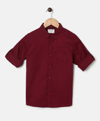 Manet Boys Full Sleeves Solid Shirt - Maroon