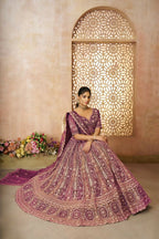 Kesar Fab Dark-Purple Net Hand_Woven Lehenga