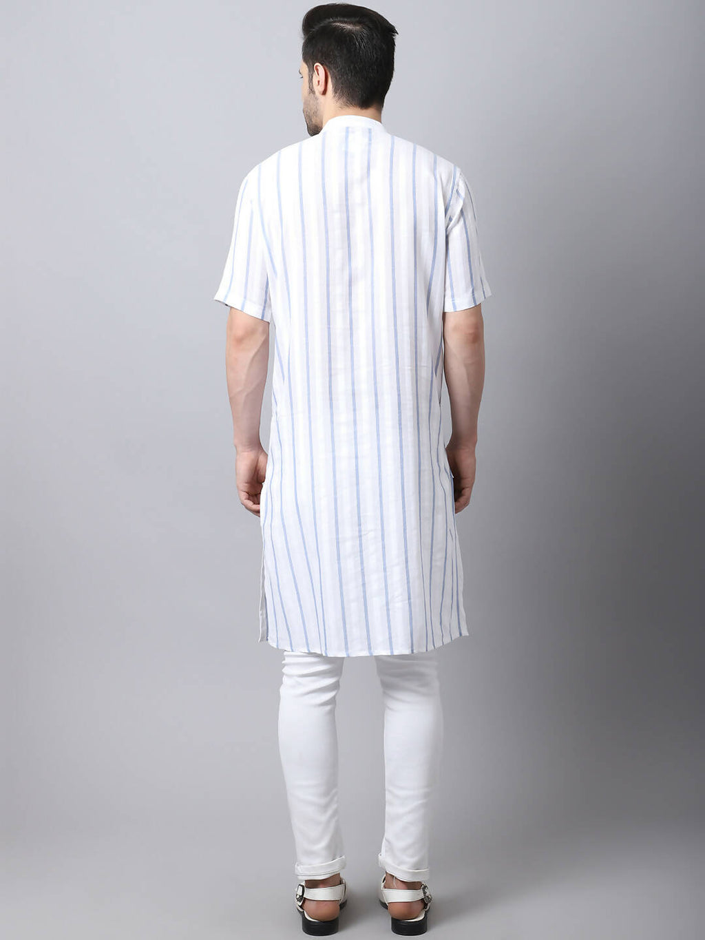 Even Apparels Beige Pure Cotton Kurta With Band Collar - Distacart